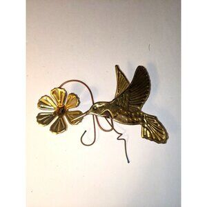 Homeco Hummingbird Metal Wall Art Set of 6 Floral Flowers Brass Copper Vtg MCM